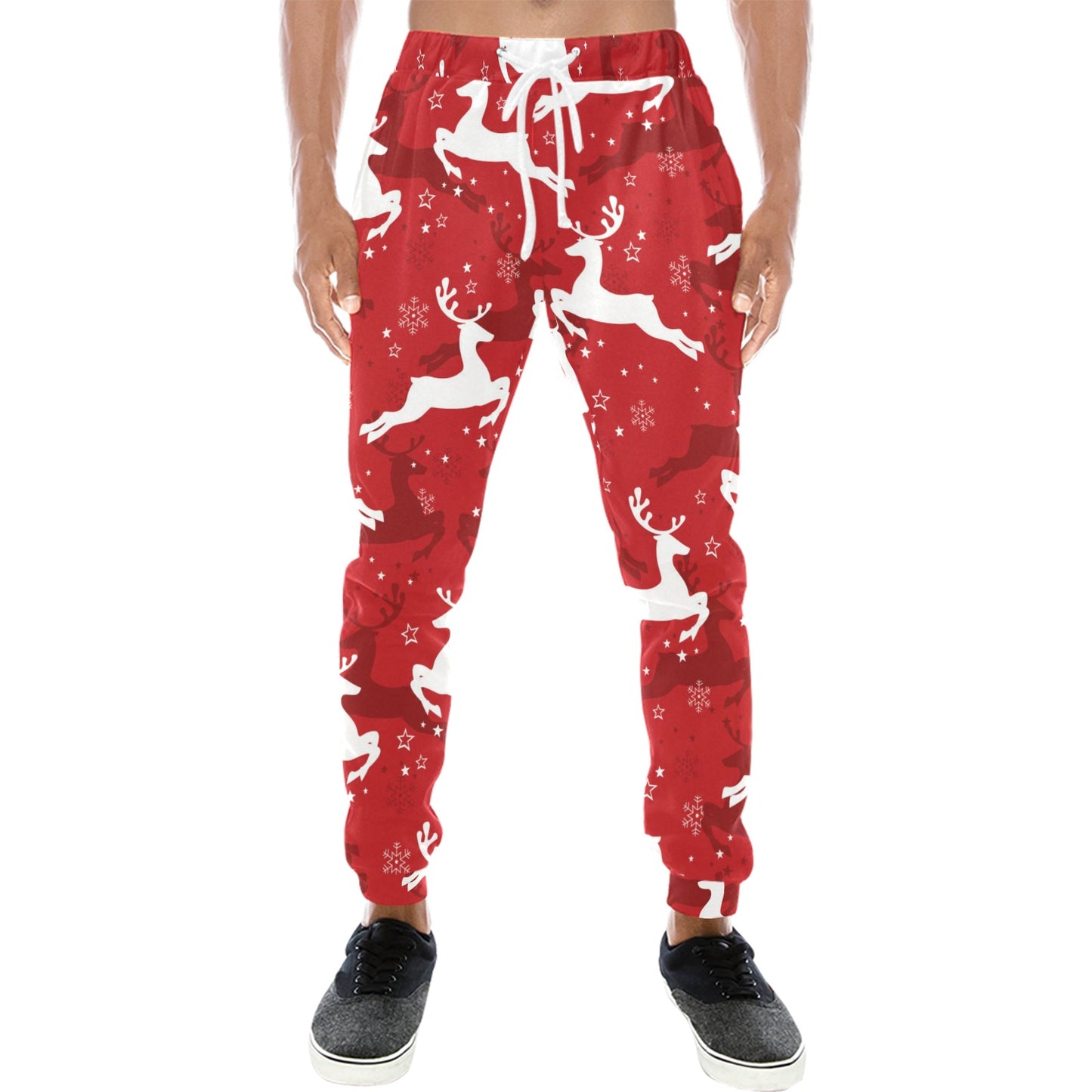 Reindeer Red Pattern Print Design 01 Men's Sweatpants