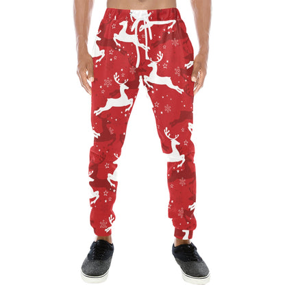 Reindeer Red Pattern Print Design 01 Men's Sweatpants