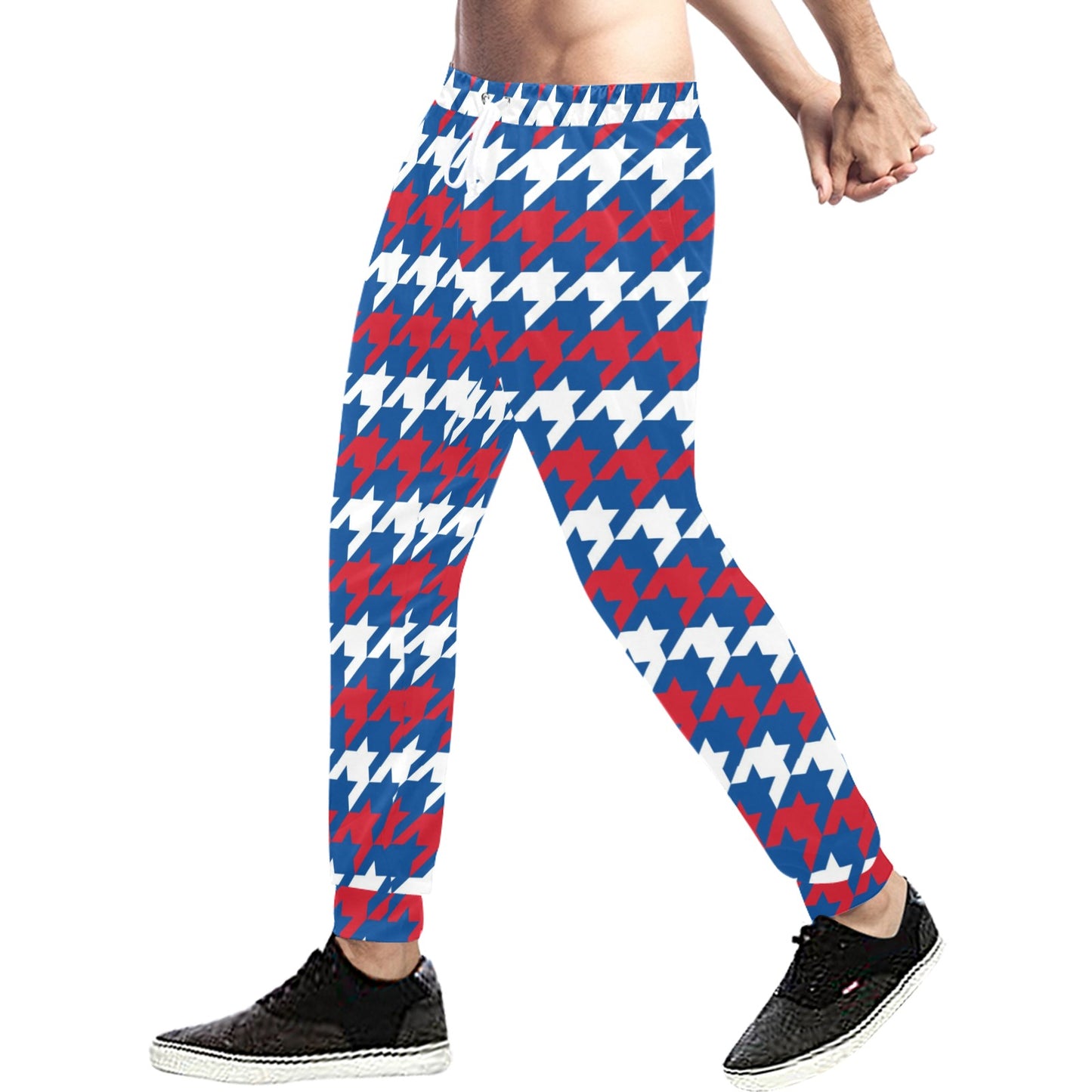Patriotic Houndstooth Pattern Print Design A02 Men's Sweatpants