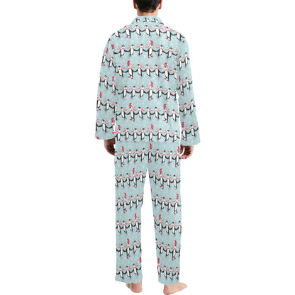 Penguin Sking Design Men's Long Pajama Set