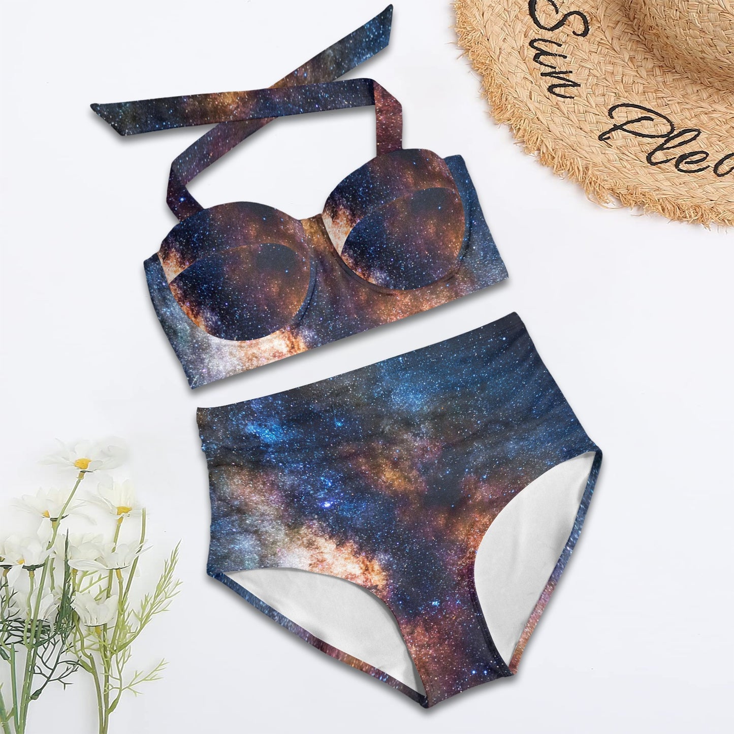 Celestial Milky way Galaxy Halter Neck Bikini Swimsuit