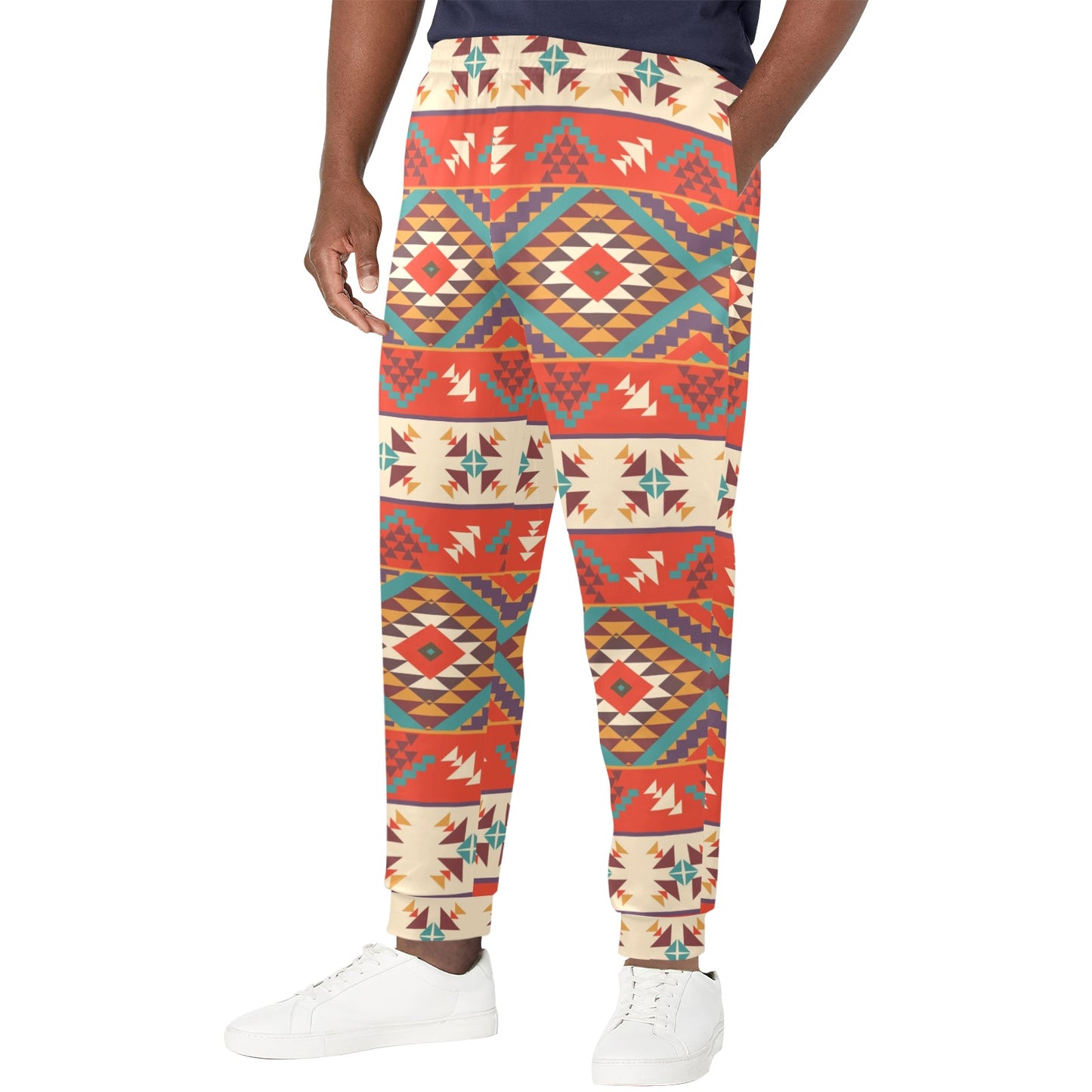 Aztec Red Print Pattern Men's Casual Track Pants