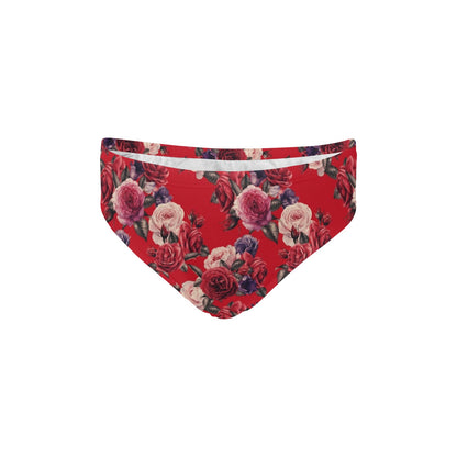 Rose Red Pattern Print Design RO07 Men's Swimming Briefs