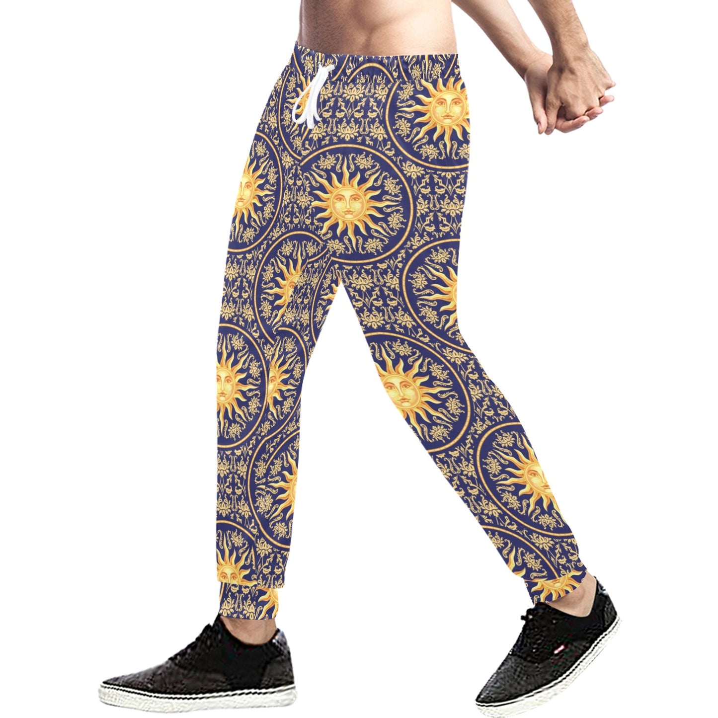 Celestial Gold Sun Face Men's Sweatpants