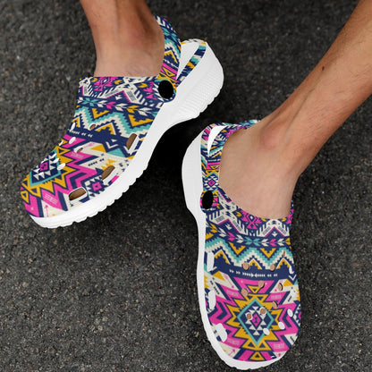 Aztec Pink Geometric Print Pattern Unisex Clogs Shoes
