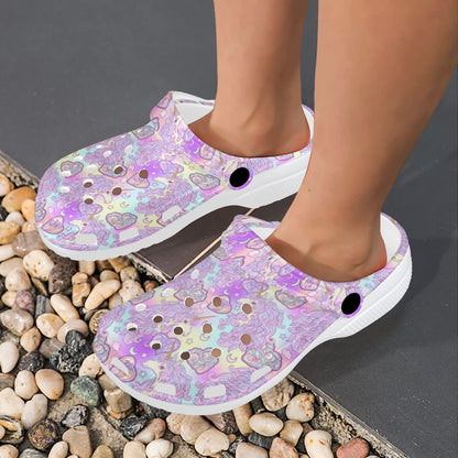 Unicorn Rainbow Star Heart Print Unisex Clogs Shoes