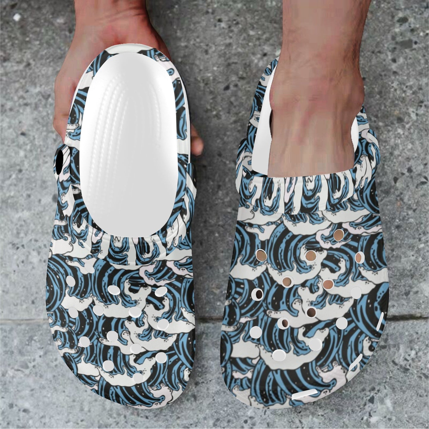 Surf Wave Pattern Print Unisex Clogs Shoes