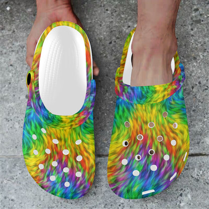 Rainbow Fur Design Print Unisex Clogs Shoes