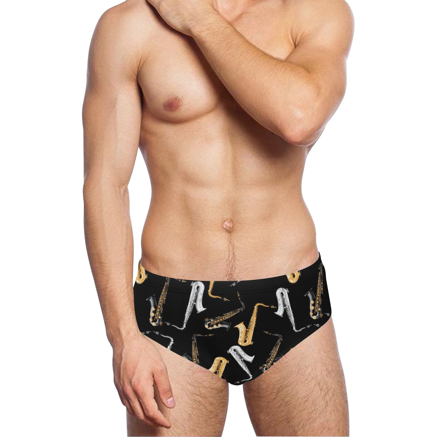 Saxophone Pattern Print Design 01 Men's Swimming Briefs