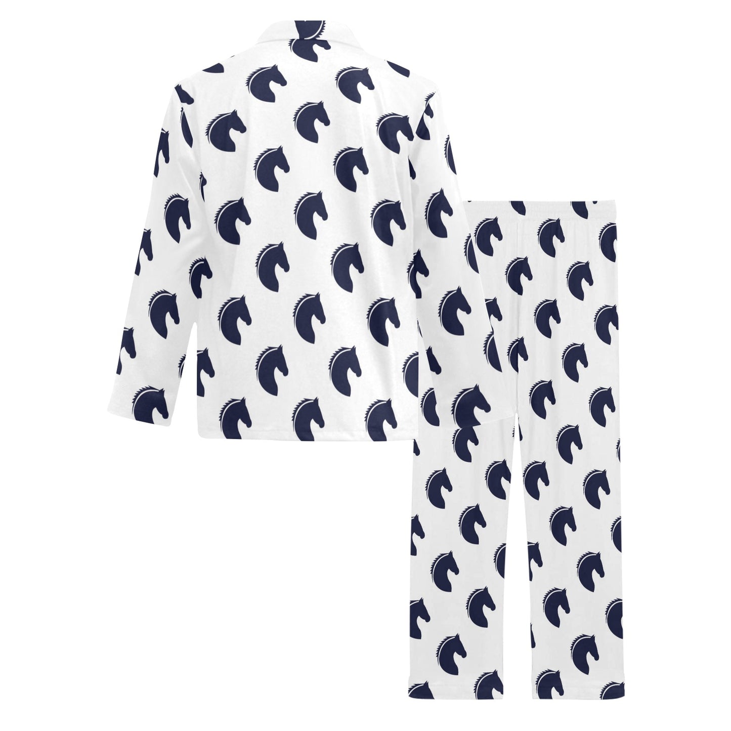Horse Head Print Design LKS303 Men's Long Pajama Set