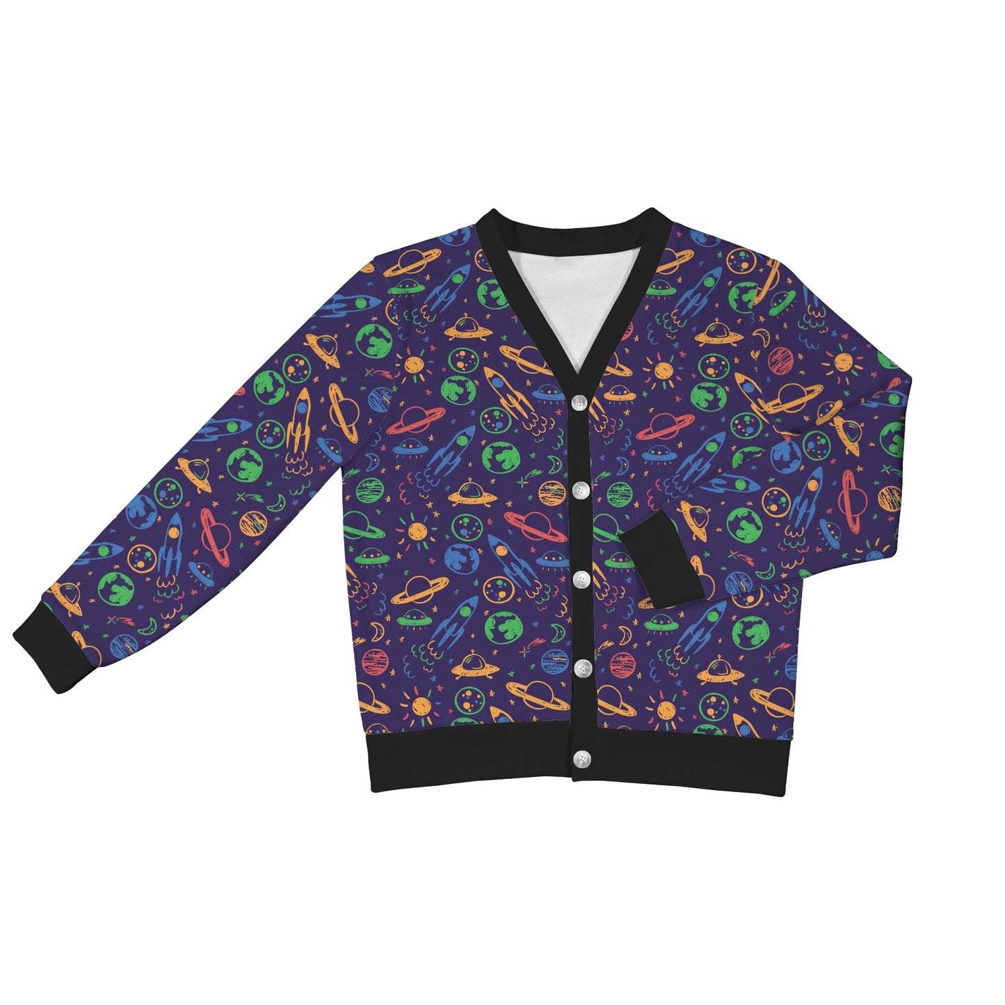 UFO Space Rocket Print Design LKS302 Women's Cardigan