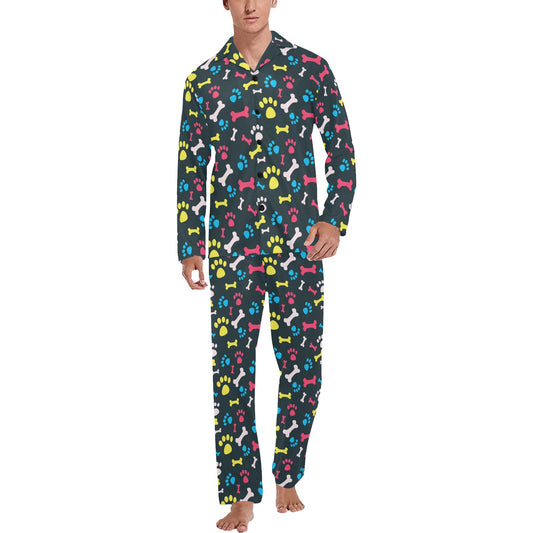 Paw Design Print Men's Long Pajama Set