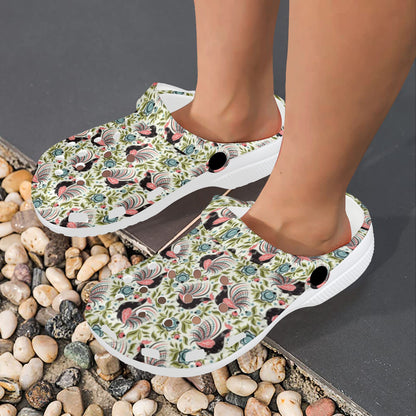 Rooster Print Design Unisex Clogs Shoes