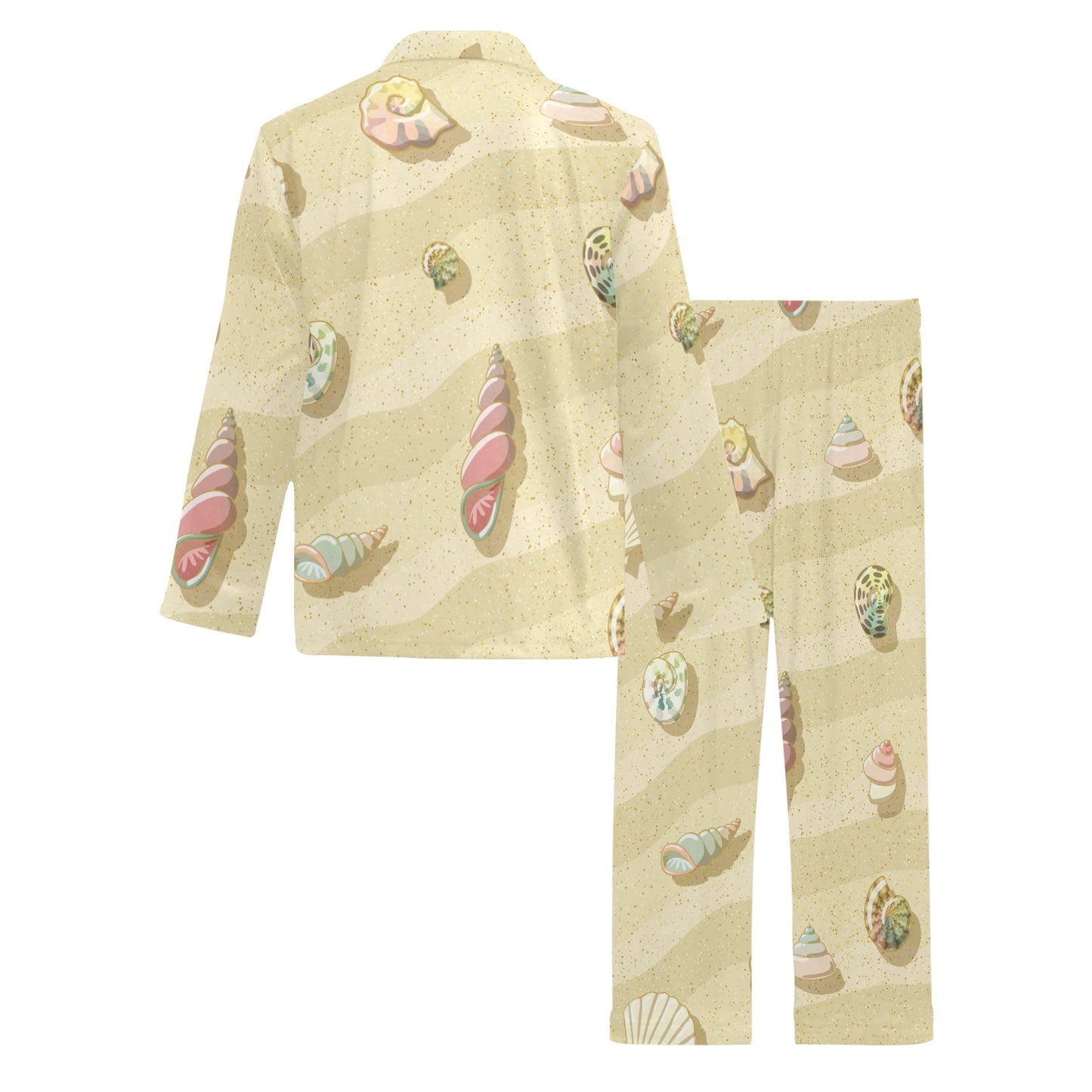 Beach with Seashell Theme Men's Long Pajama Set