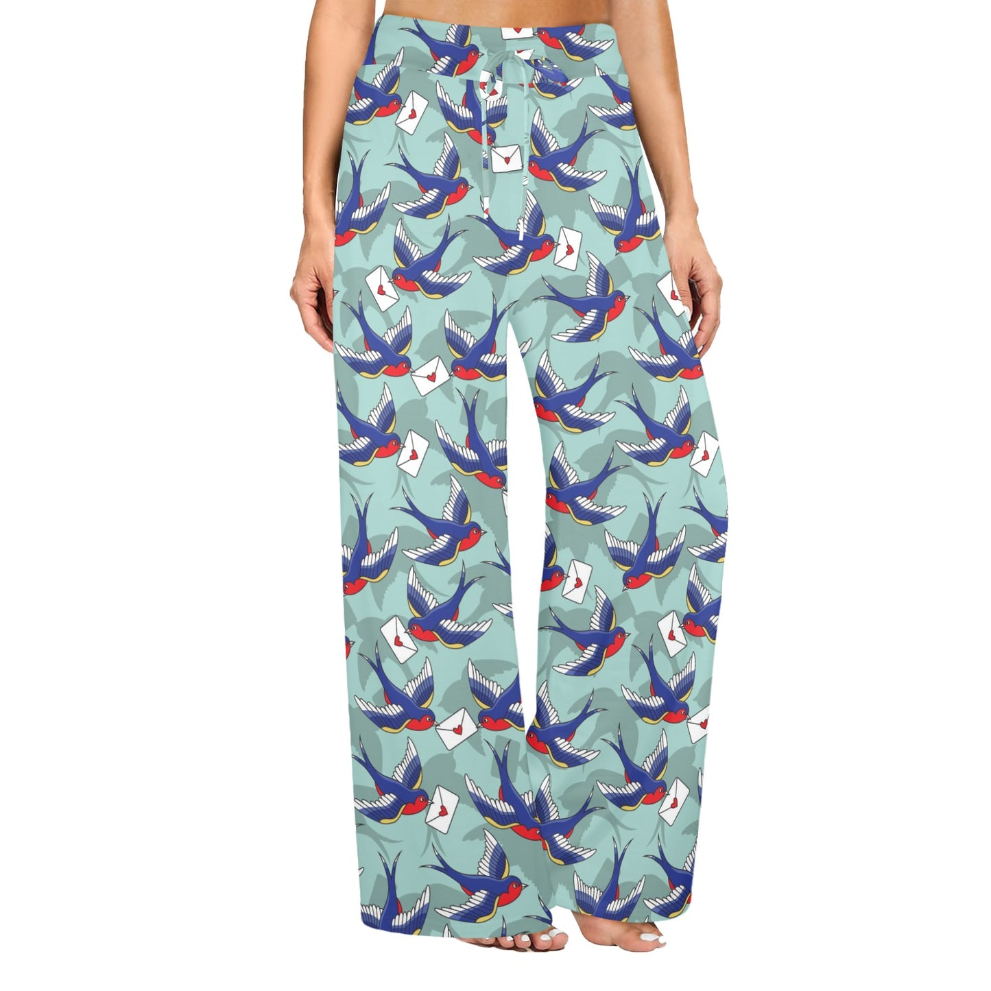 Swallow Bird Pattern Print Design 02 Women's Wide Leg Lounge Pants