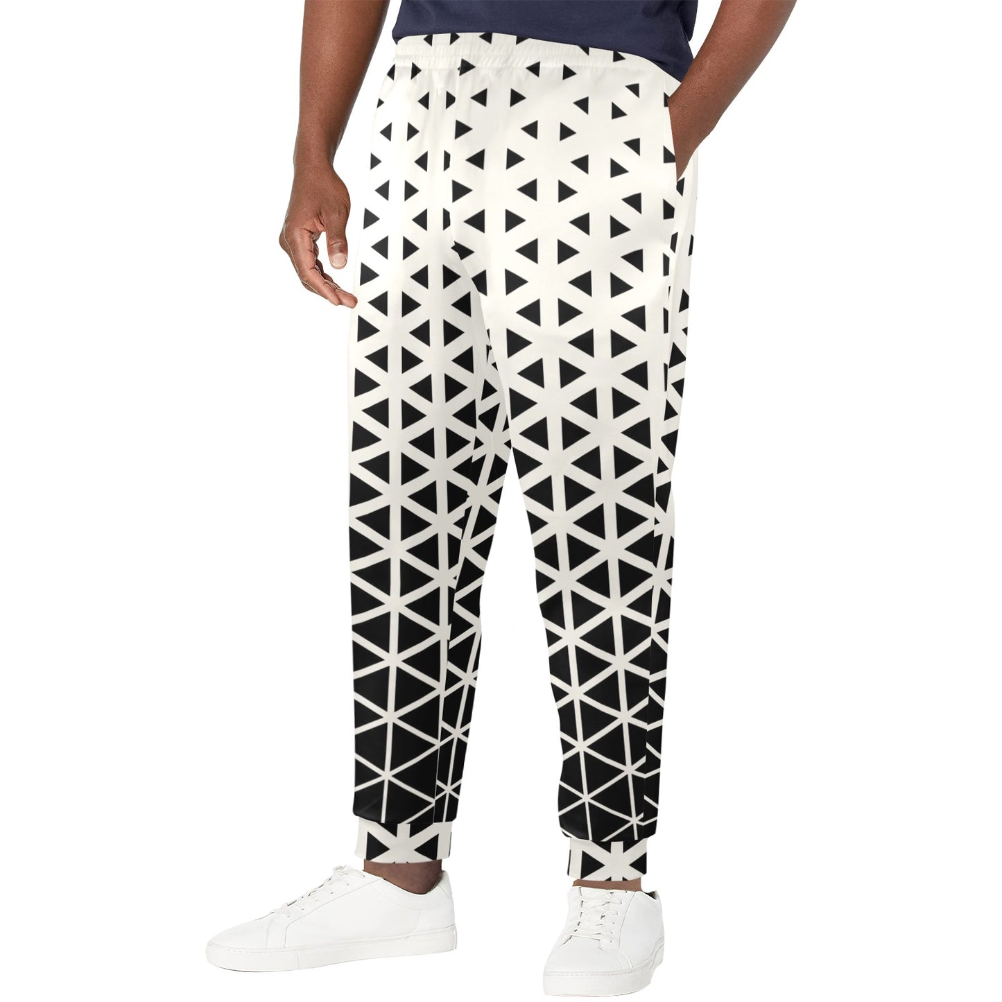 Geometric Black White Pattern Print Design 03 Men's Casual Track Pants