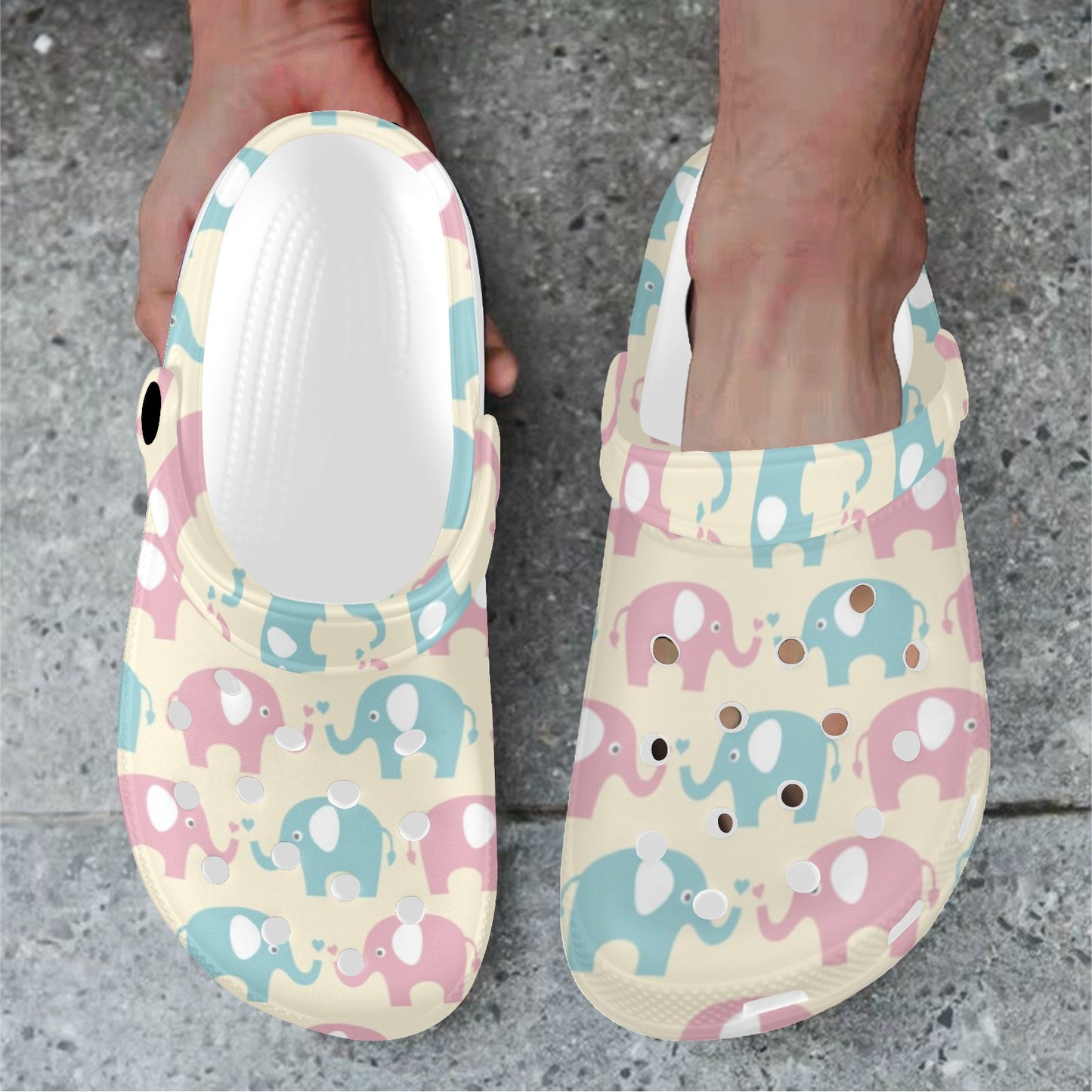 Elephant Baby Pastel Print Pattern Unisex Clogs Shoes
