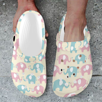 Elephant Baby Pastel Print Pattern Unisex Clogs Shoes