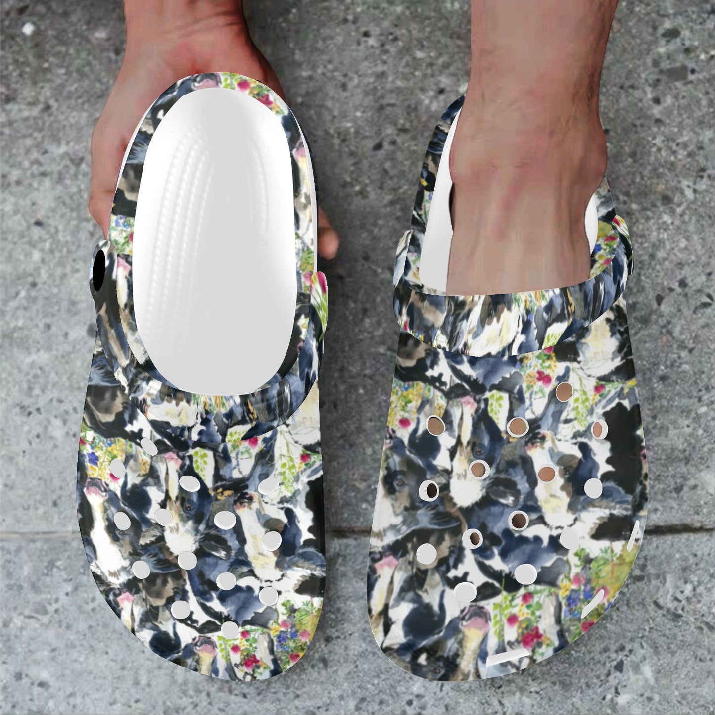 Cow Watercolor Print Pattern Unisex Clogs Shoes