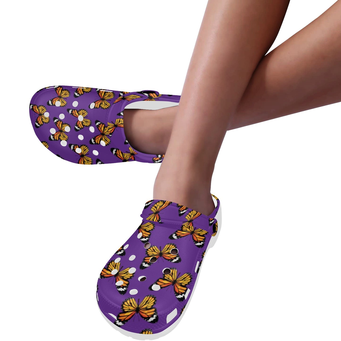Monarch Butterfly Purple Print Pattern Unisex Clogs Shoes