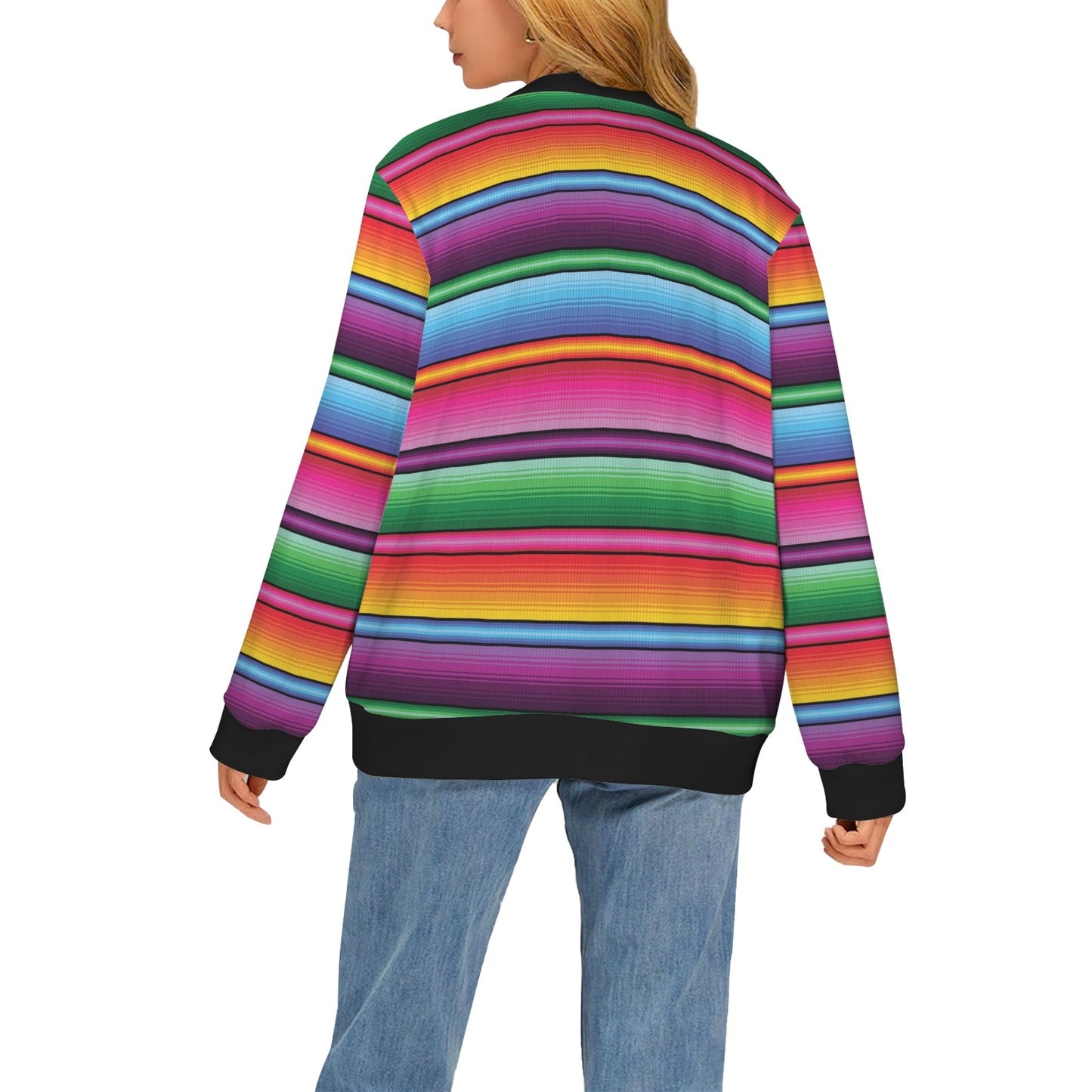 Mexican Blanket Colorful Print Pattern Women's Cardigan