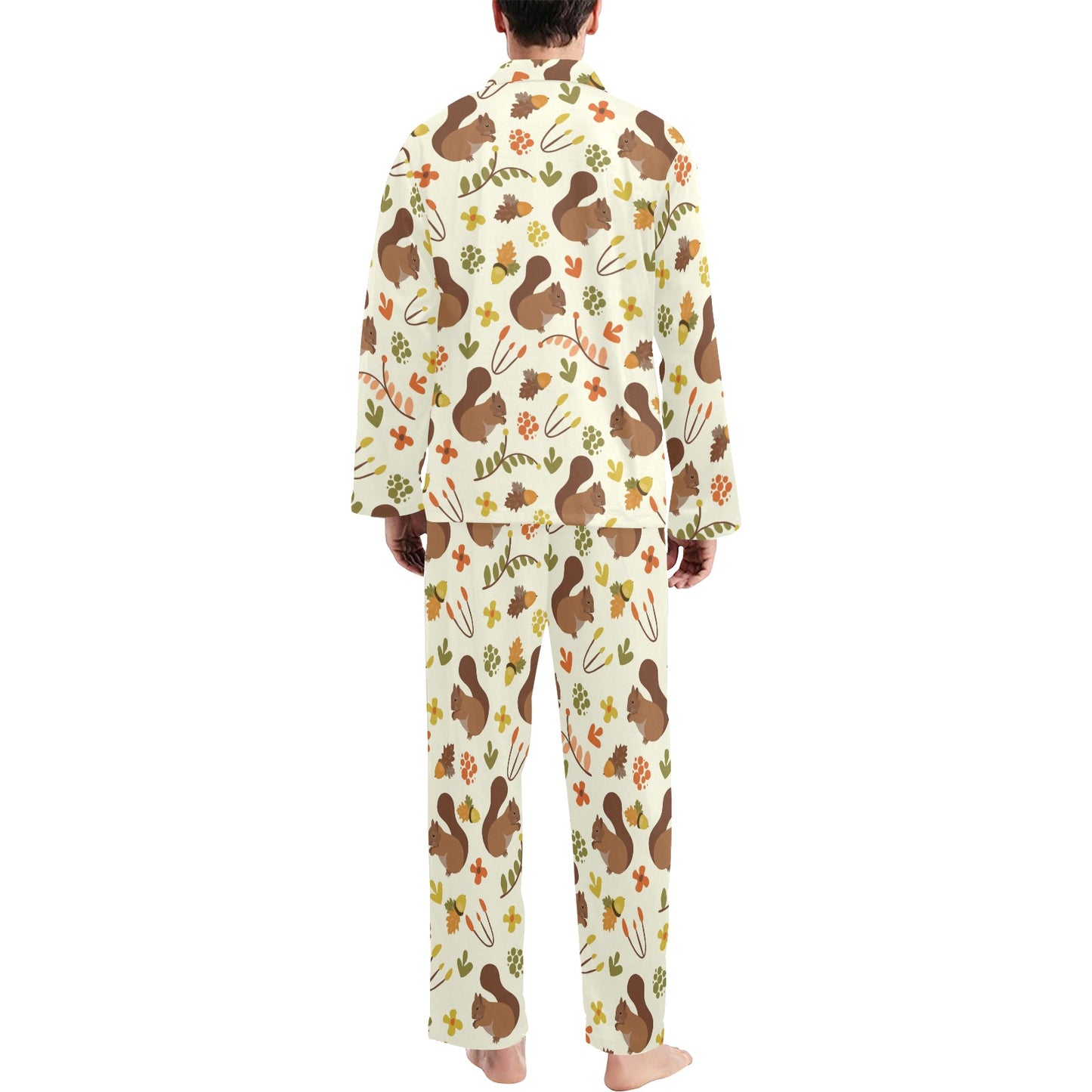 Squirrel Print Design LKS3010 Men's Long Pajama Set