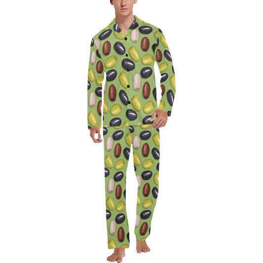 Olive Print Design LKS301 Men's Long Pajama Set