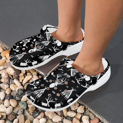 Deer Native Indian Print Pattern Unisex Clogs Shoes