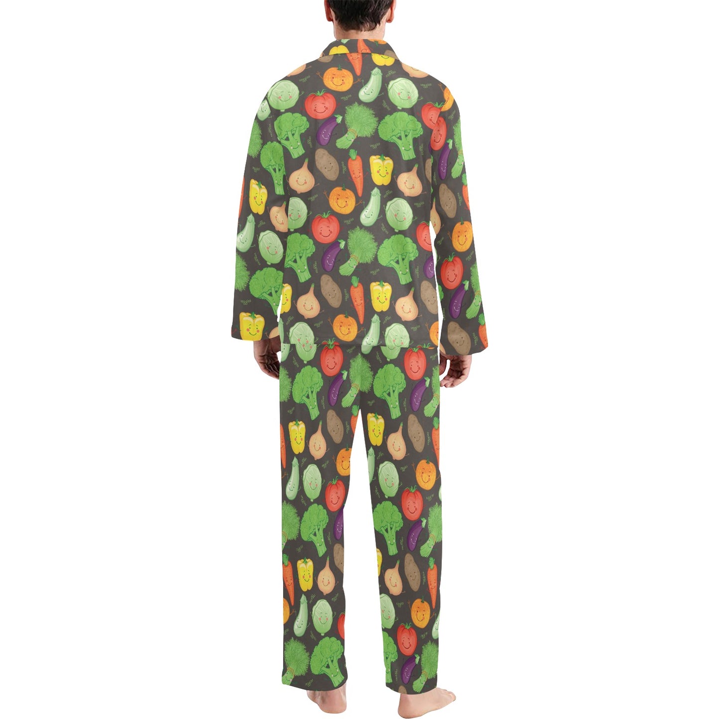 Vegan Funny Themed Design Print Men's Long Pajama Set