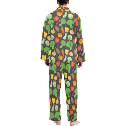 Vegan Funny Themed Design Print Men's Long Pajama Set