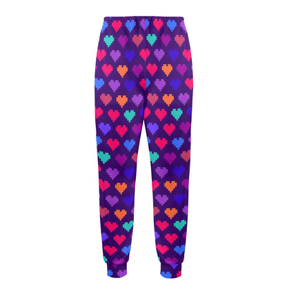 Heart Pixel Pattern Print Design HE03 Men's Casual Track Pants