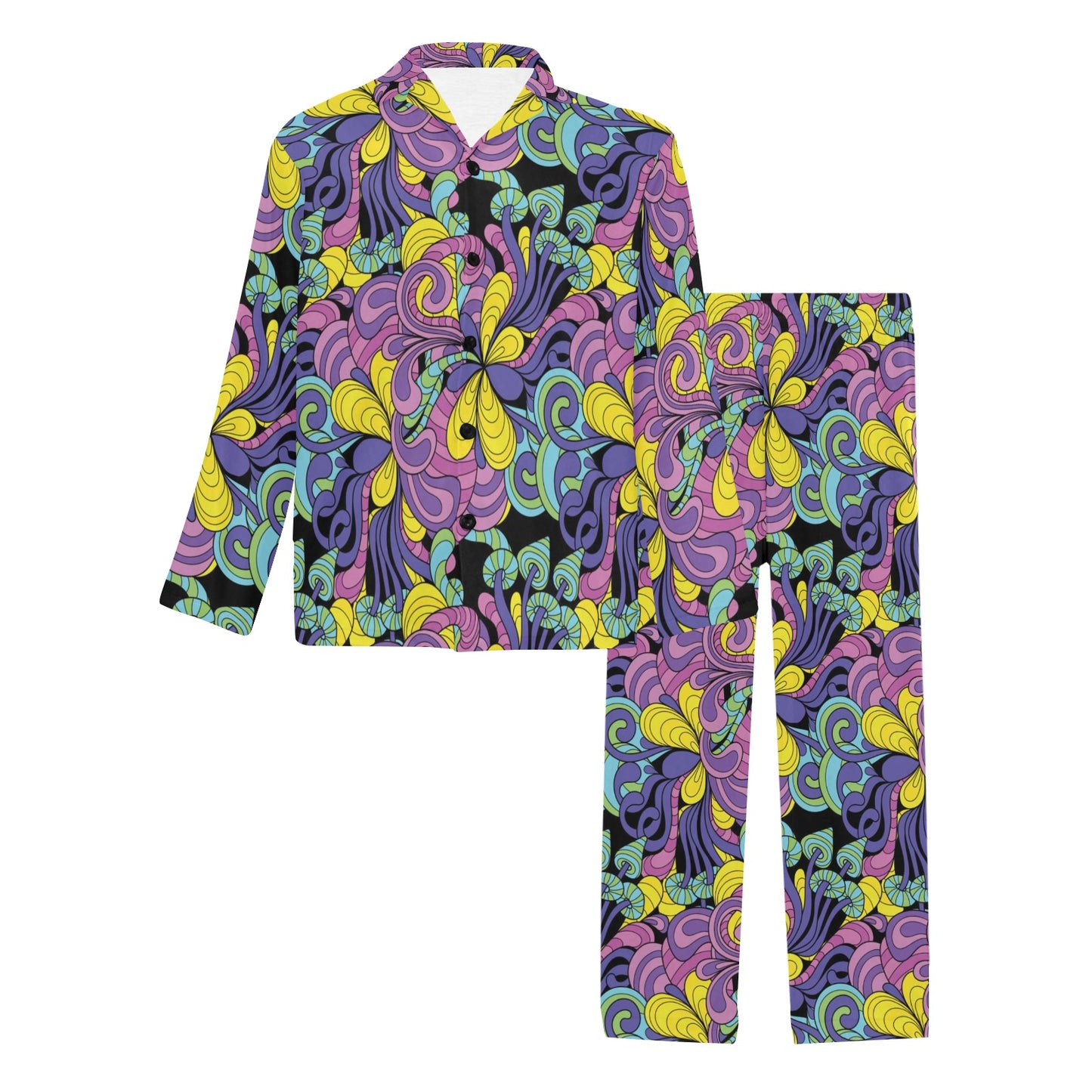 Trippy Print Design LKS305 Men's Long Pajama Set