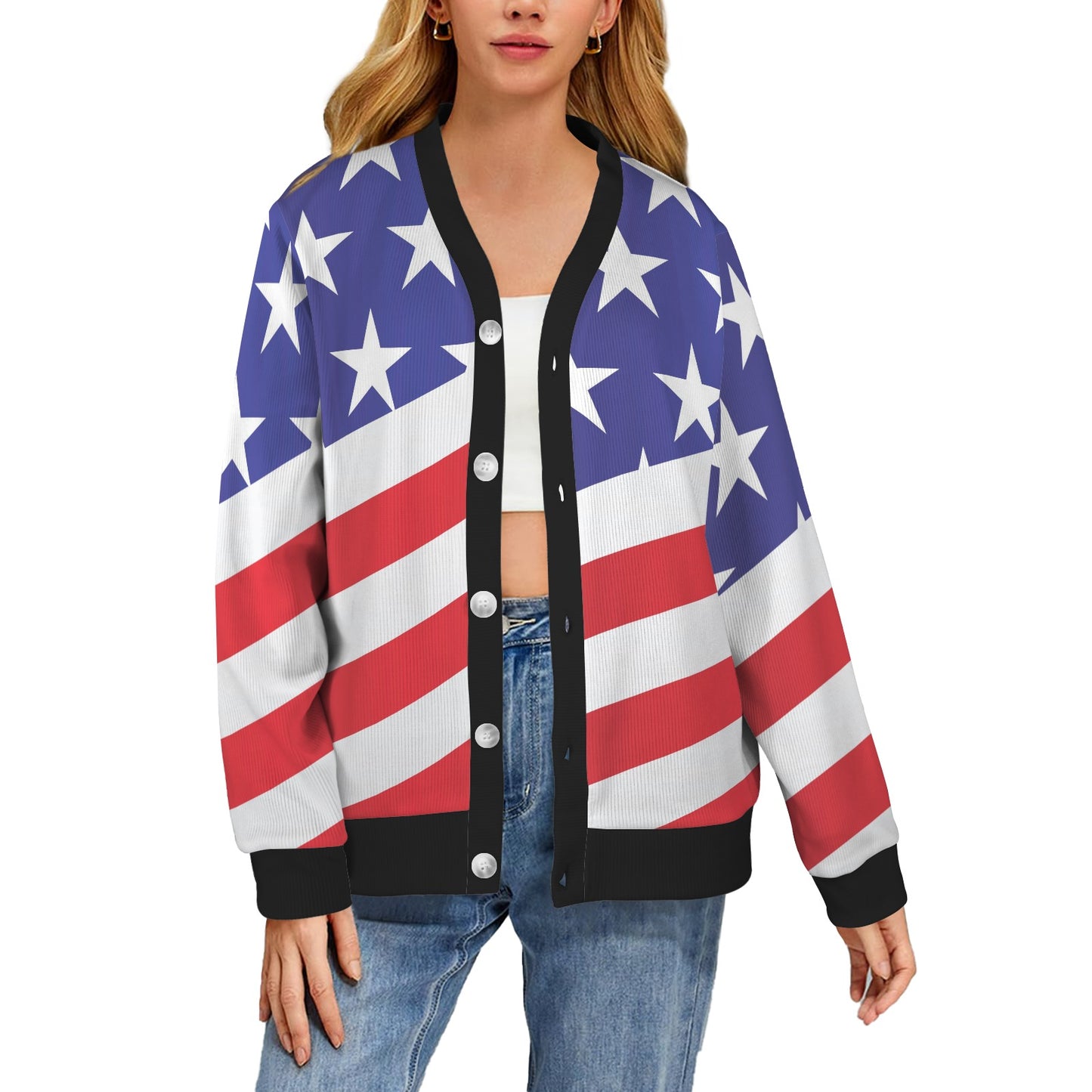 American flag Print Women's Cardigan