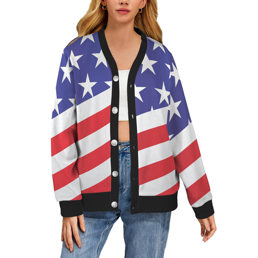 American flag Print Women's Cardigan