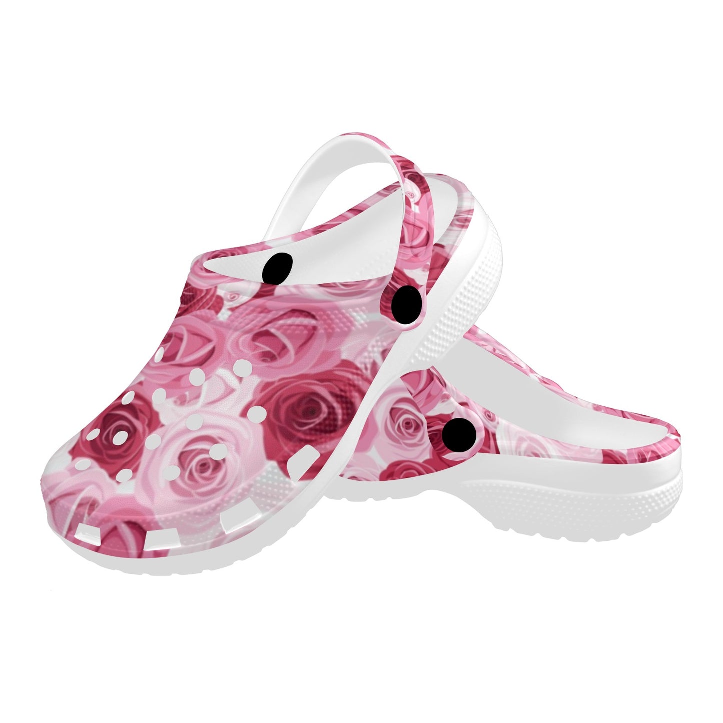 Pink Red Rose Pattern Print Unisex Clogs Shoes