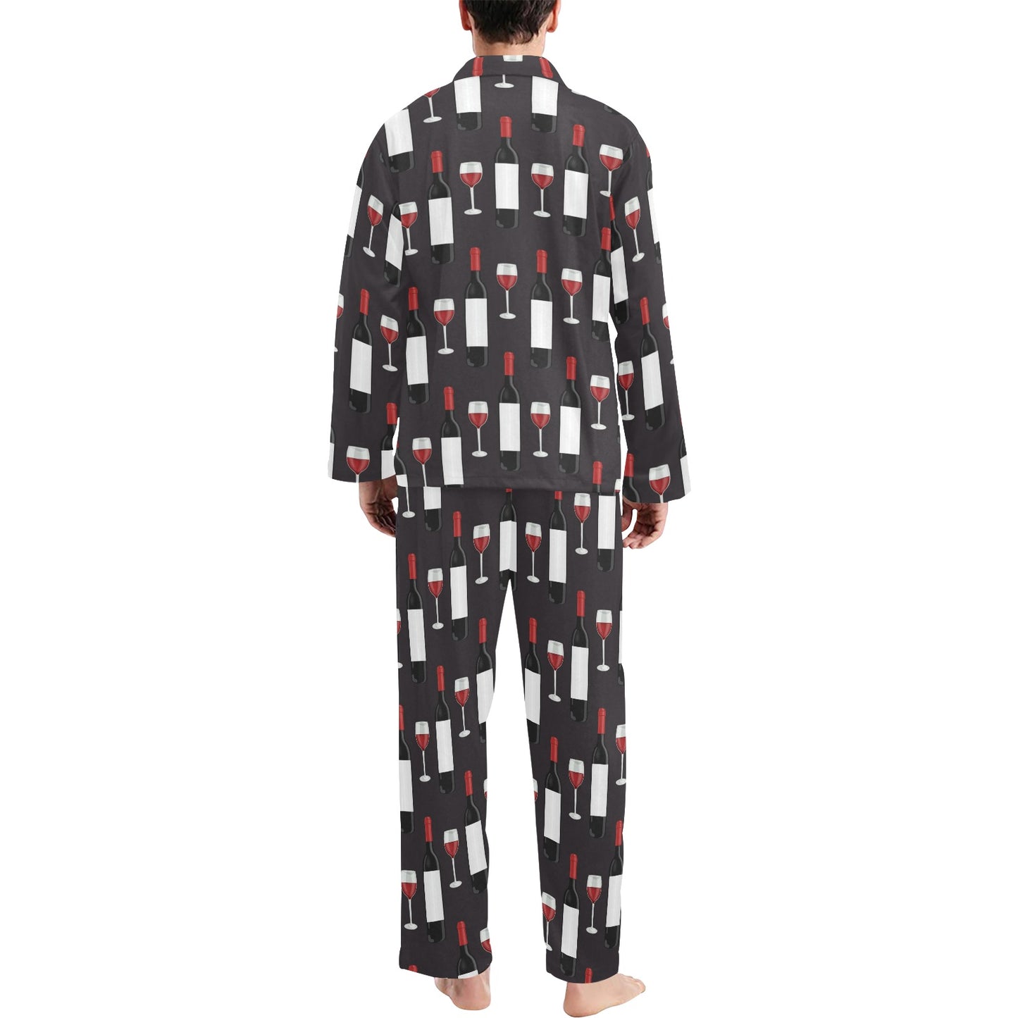 Wine Print Design LKS309 Men's Long Pajama Set