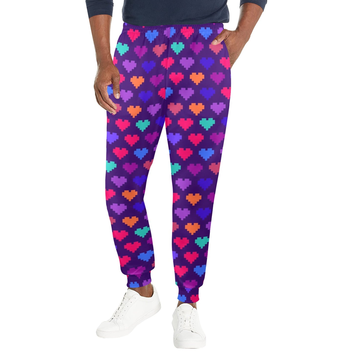 Heart Pixel Pattern Print Design HE03 Men's Casual Track Pants