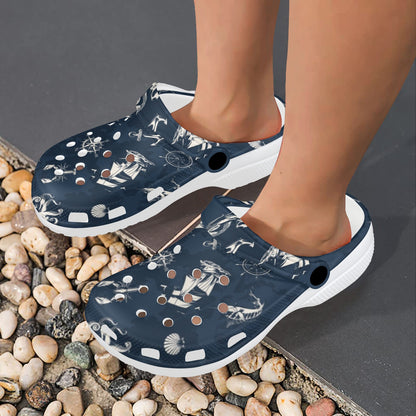 Nautical Sea Themed Print Unisex Clogs Shoes
