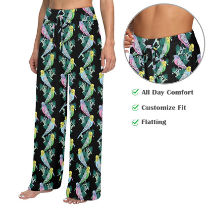 Budgerigar Pattern Print Design 03 Women's Wide Leg Lounge Pants