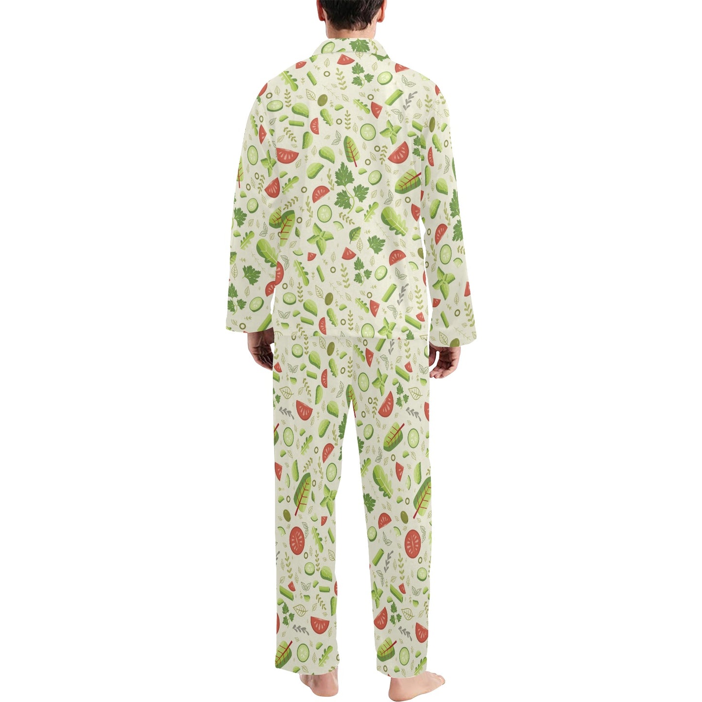 Salad Vegetable Print Design LKS302 Men's Long Pajama Set