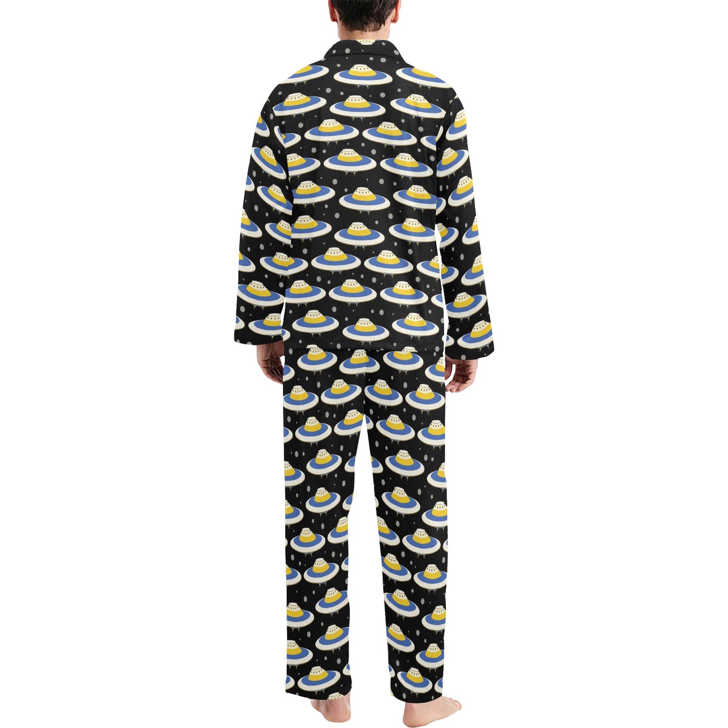 UFO Print Design LKS303 Men's Long Pajama Set