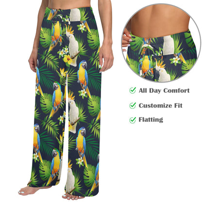 Parrot Pattern Print Design A03 Women's Wide Leg Lounge Pants