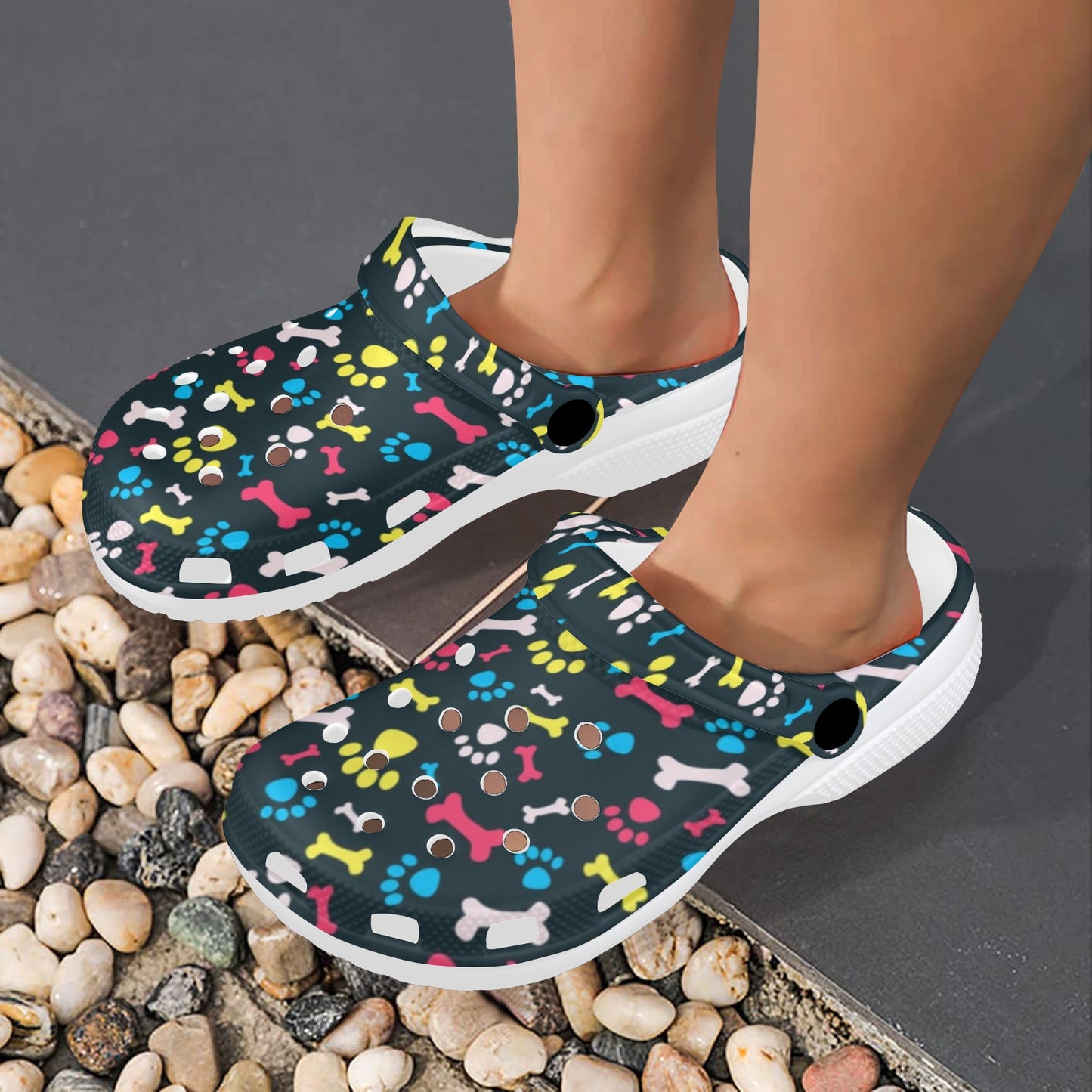 Paw Design Print Unisex Clogs Shoes