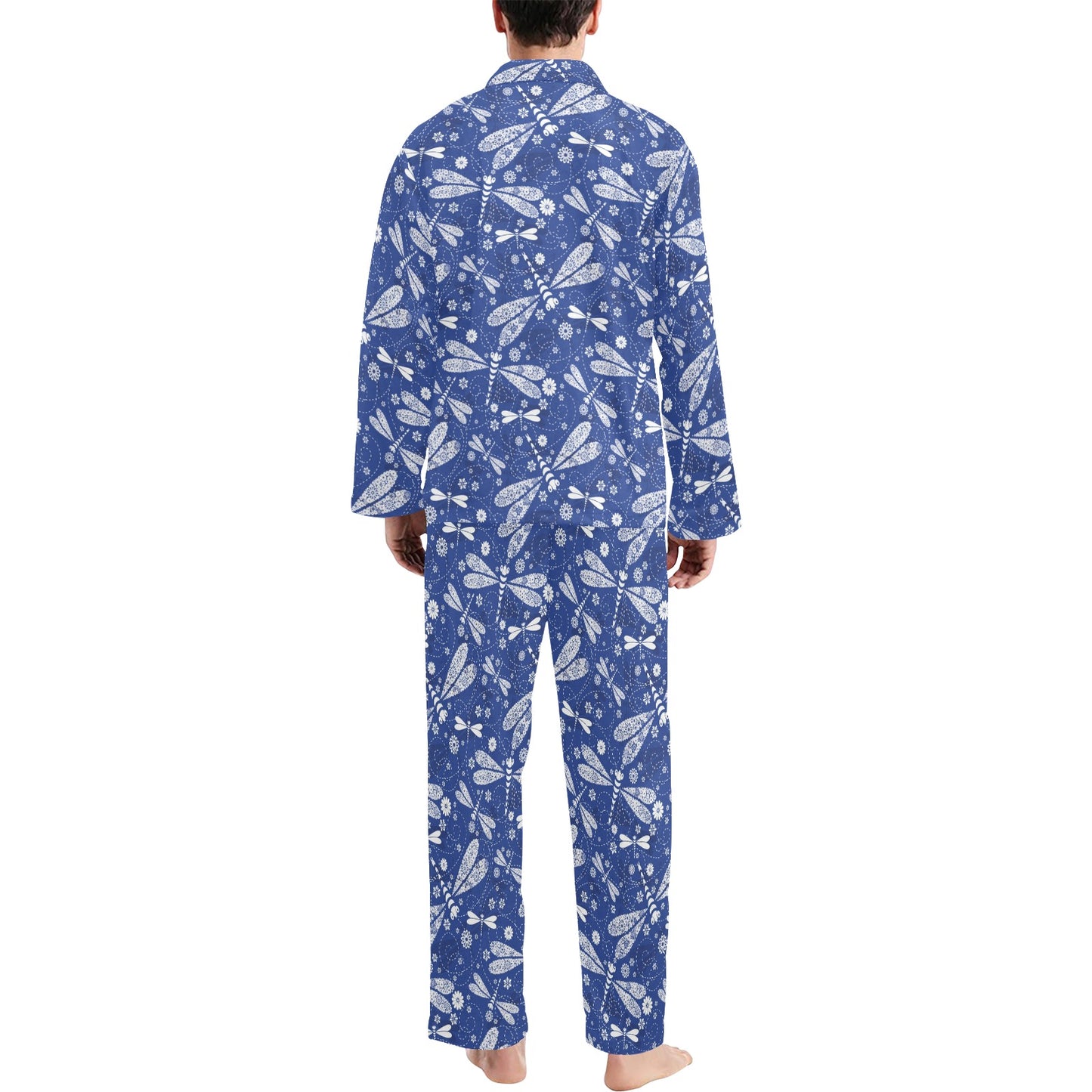 Dragonfly Pattern Print Design 03 Men's Long Pajama Set