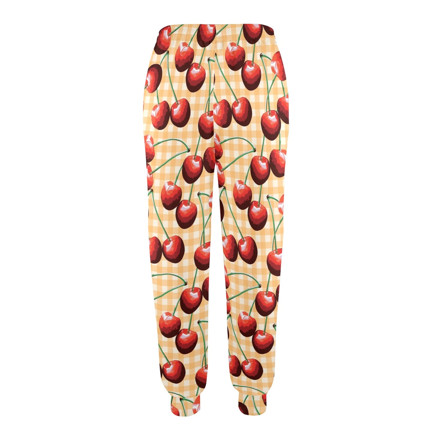 Cherry Orange Plaid Print Women's Casual Track Pants