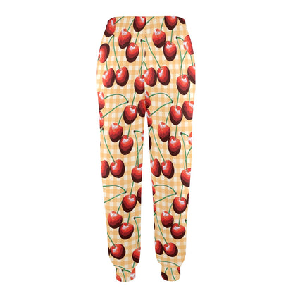 Cherry Orange Plaid Print Women's Casual Track Pants