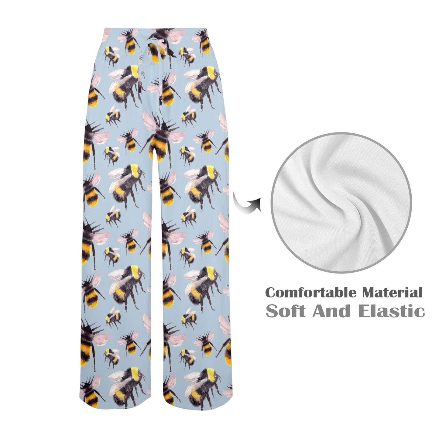 Bee Pattern Print Design BEE08 Women's Wide Leg Lounge Pants