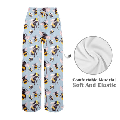 Bee Pattern Print Design BEE08 Women's Wide Leg Lounge Pants
