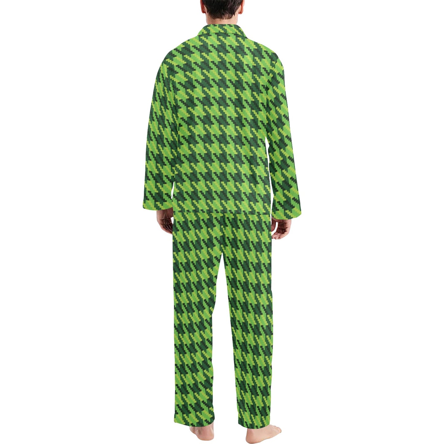 St Patricks Day Houndstooth Pattern Print LKS301 Men's Long Pajama Set