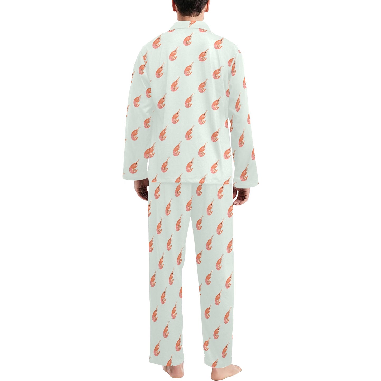 Shrimp Print Design LKS304 Men's Long Pajama Set